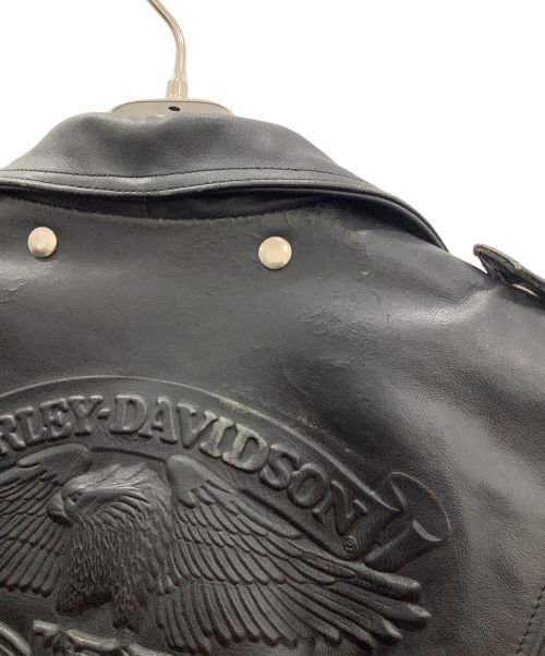 HARLEY-DAVIDSON（ハーレーダビッドソン）HARLEY-DAVIDSON (ハーレーダビッドソン) エンボスロゴライダースジャケット ブラック サイズ:SIZE38の古着・服飾アイテム