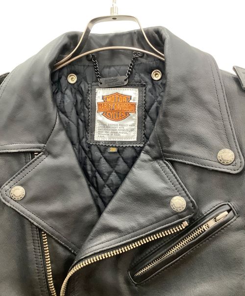 HARLEY-DAVIDSON（ハーレーダビッドソン）HARLEY-DAVIDSON (ハーレーダビッドソン) エンボスロゴライダースジャケット ブラック サイズ:SIZE38の古着・服飾アイテム