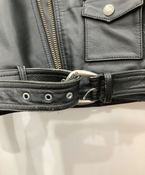 HARLEY-DAVIDSON（ハーレーダビッドソン）HARLEY-DAVIDSON (ハーレーダビッドソン) エンボスロゴライダースジャケット ブラック サイズ:SIZE38の古着・服飾アイテム