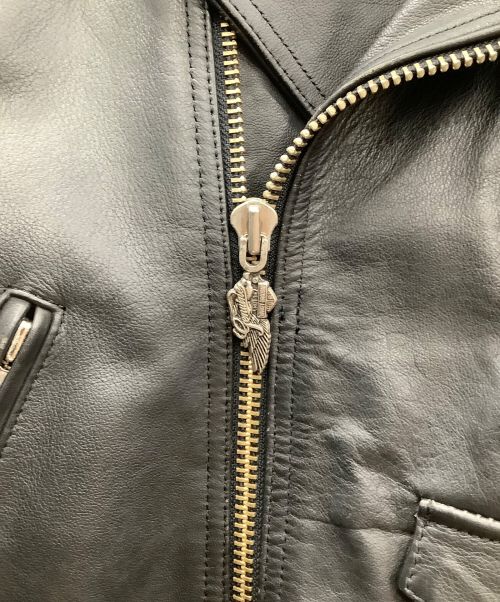 HARLEY-DAVIDSON（ハーレーダビッドソン）HARLEY-DAVIDSON (ハーレーダビッドソン) エンボスロゴライダースジャケット ブラック サイズ:SIZE38の古着・服飾アイテム