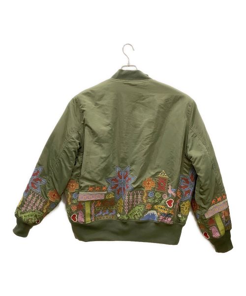 go slow caravan（ゴースローキャラバン）go slow caravan (ゴースローキャラバン) go slow caravan　刺繍リブジャケット 黄緑 サイズ:Sの古着・服飾アイテム