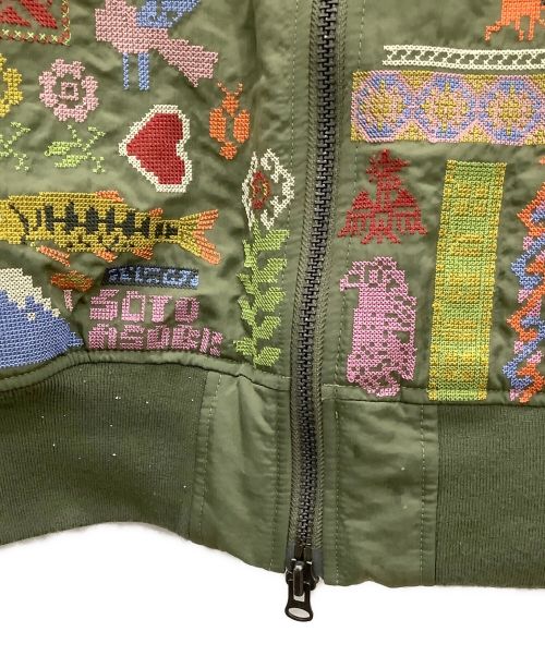 go slow caravan（ゴースローキャラバン）go slow caravan (ゴースローキャラバン) go slow caravan　刺繍リブジャケット 黄緑 サイズ:Sの古着・服飾アイテム