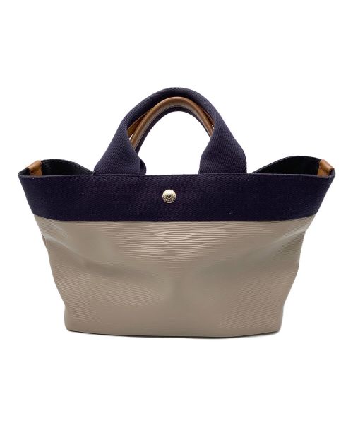 Breath TOPKAPI（ブレストプカピ）Breath TOPKAPI (ブレストプカピ) リプルネオレザー ミニトートバッグ ベージュ×ネイビーの古着・服飾アイテム