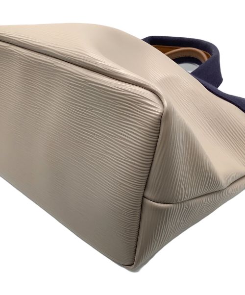 Breath TOPKAPI（ブレストプカピ）Breath TOPKAPI (ブレストプカピ) リプルネオレザー ミニトートバッグ ベージュ×ネイビーの古着・服飾アイテム