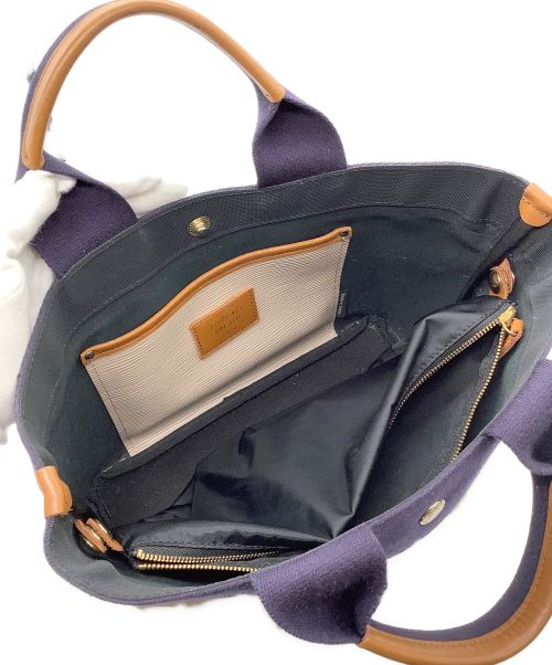 Breath TOPKAPI（ブレストプカピ）Breath TOPKAPI (ブレストプカピ) リプルネオレザー ミニトートバッグ ベージュ×ネイビーの古着・服飾アイテム