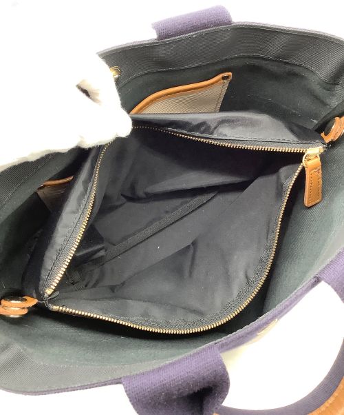 Breath TOPKAPI（ブレストプカピ）Breath TOPKAPI (ブレストプカピ) リプルネオレザー ミニトートバッグ ベージュ×ネイビーの古着・服飾アイテム