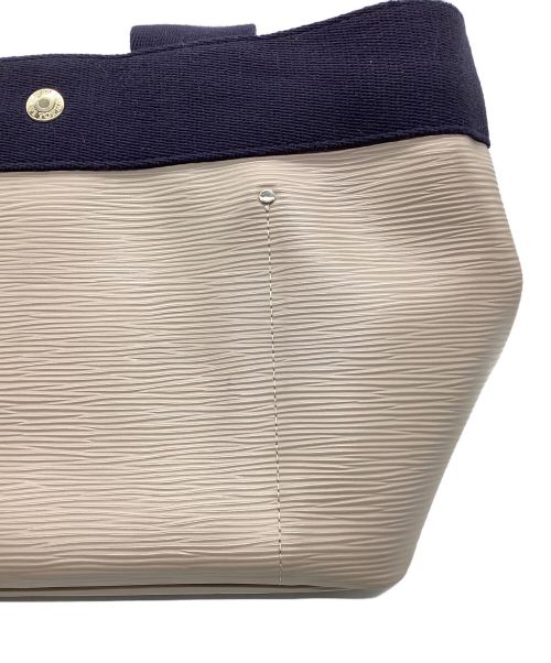 Breath TOPKAPI（ブレストプカピ）Breath TOPKAPI (ブレストプカピ) リプルネオレザー ミニトートバッグ ベージュ×ネイビーの古着・服飾アイテム