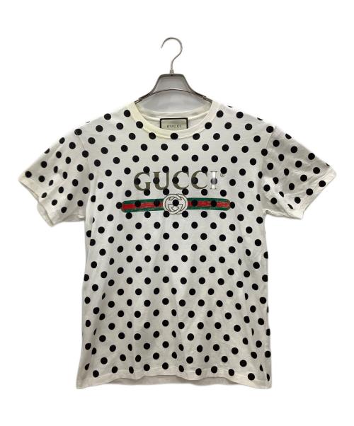 GUCCI（グッチ）GUCCI (グッチ) GUCCI　ポルカドットプリントTシャツ ネイビー サイズ:XSの古着・服飾アイテム