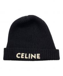 CELINE（セリーヌ）の古着「CELINE　リブ編みウールニット帽」｜ブラック