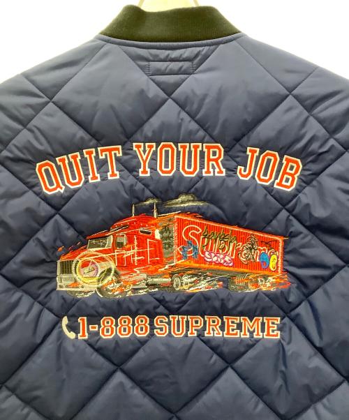 SUPREME（シュプリーム）SUPREME (シュプリーム) Supreme　QUIT YOUR JOB QUILTED WORK JACKET ネイビー サイズ:Lの古着・服飾アイテム