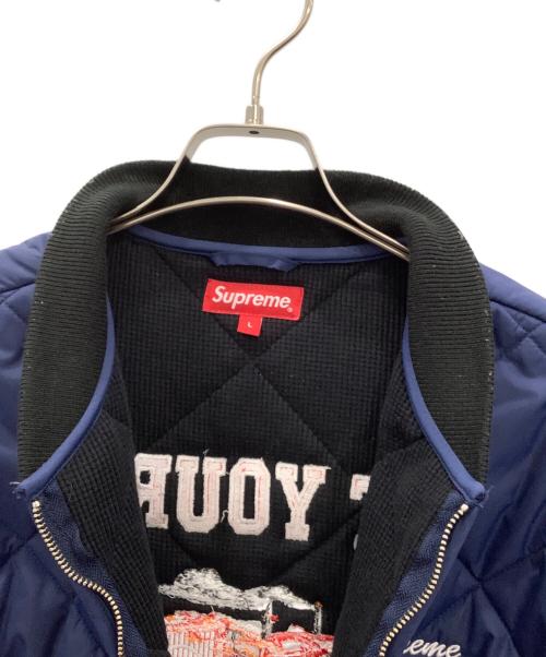 SUPREME（シュプリーム）SUPREME (シュプリーム) Supreme　QUIT YOUR JOB QUILTED WORK JACKET ネイビー サイズ:Lの古着・服飾アイテム