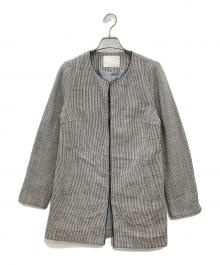 COLLAGE（コラージュ）の古着「ノーカラーコートCOLLAGEチェックグレー」｜グレー
