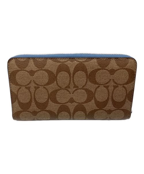 COACH（コーチ）COACH (コーチ) ラウンドファスナー財布　COACH　ブルー×ベージュ ブルー×ベージュの古着・服飾アイテム