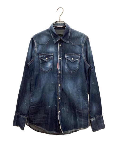 DSQUARED2（ディースクエアード）DSQUARED2 (ディースクエアード) デニムシャツ ネイビー サイズ:42の古着・服飾アイテム