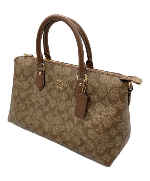 COACH（コーチ）COACH (コーチ) ハンドバッグ　COACH　サッチェル・シグネチャー キャンバス　ブラウン　細かいシミ・金具キズ有 ブラウンの古着・服飾アイテム