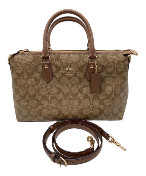 COACH（コーチ）COACH (コーチ) ハンドバッグ　COACH　サッチェル・シグネチャー キャンバス　ブラウン　細かいシミ・金具キズ有 ブラウンの古着・服飾アイテム
