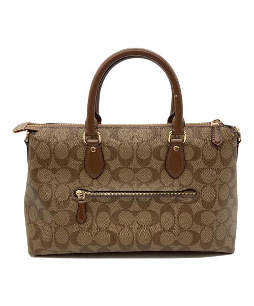 COACH（コーチ）COACH (コーチ) ハンドバッグ　COACH　サッチェル・シグネチャー キャンバス　ブラウン　細かいシミ・金具キズ有 ブラウンの古着・服飾アイテム