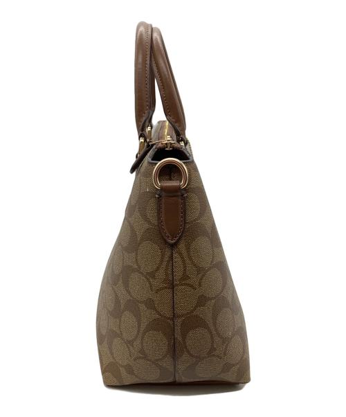 COACH（コーチ）COACH (コーチ) ハンドバッグ　COACH　サッチェル・シグネチャー キャンバス　ブラウン　細かいシミ・金具キズ有 ブラウンの古着・服飾アイテム
