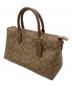 COACH（コーチ）の古着「ハンドバッグ　COACH　サッチェル・シグネチャー キャンバス　ブラウン　細かいシミ・金具キズ有」｜ブラウン