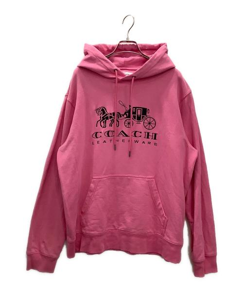 COACH（コーチ）COACH (コーチ) プルオーバーパーカー ピンク サイズ:Lの古着・服飾アイテム