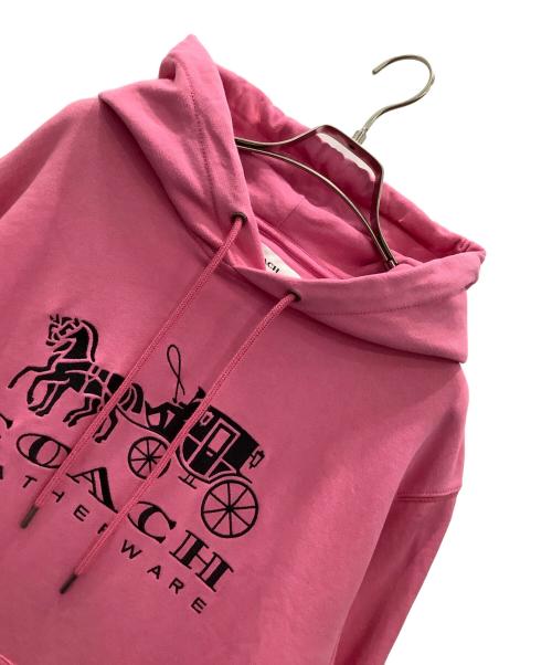 COACH（コーチ）COACH (コーチ) プルオーバーパーカー ピンク サイズ:Lの古着・服飾アイテム