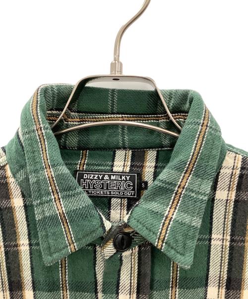 Hysteric Glamour（ヒステリックグラマー）Hysteric Glamour (ヒステリックグラマー) Hysteric Glamour HG CENTURY刺繍 ナッピング加工ワークシャツ グリーン サイズ:Ｓの古着・服飾アイテム