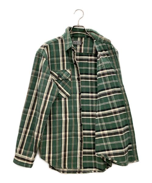 Hysteric Glamour（ヒステリックグラマー）Hysteric Glamour (ヒステリックグラマー) Hysteric Glamour HG CENTURY刺繍 ナッピング加工ワークシャツ グリーン サイズ:Ｓの古着・服飾アイテム