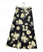 Nobleノーブル）の古着「フラワープリントスカートブラックNoble」｜ブラック