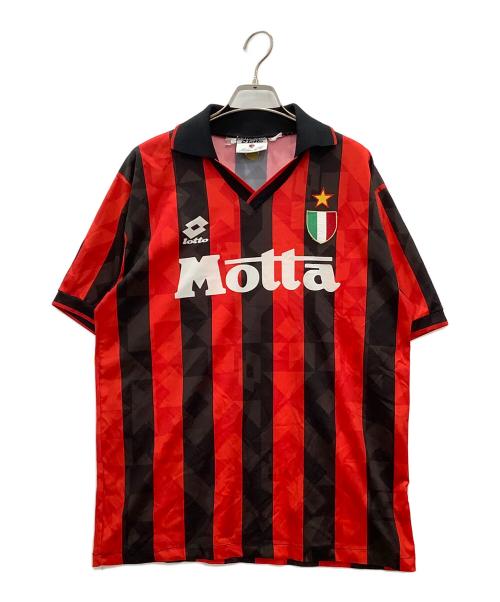 LOTTO（ロット）LOTTO (ロット) ゲームシャツLOTTOレッド×ブラックAC ミラン 93/94 ホーム MOTTA期 レッド×ブラック サイズ:SIZE 不明の古着・服飾アイテム
