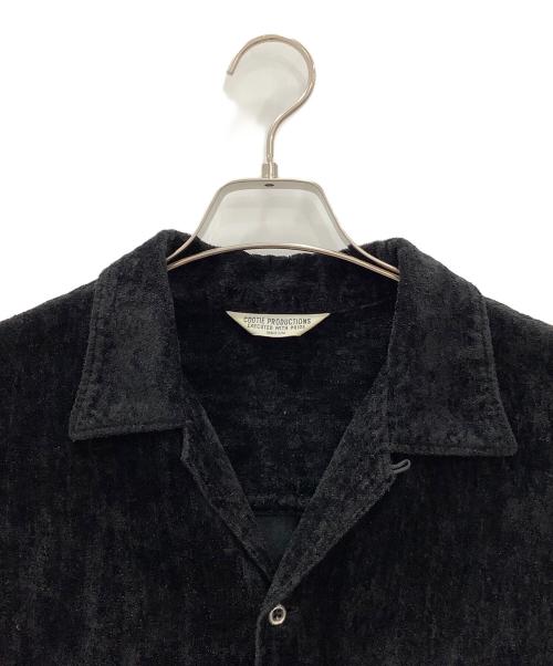 COOTIE PRODUCTIONS（クーティープロダクツ）COOTIE PRODUCTIONS 半袖シャツCOOTIE PRODUCTIONS　Garment Dyed L/C Velvet Open Collar S/S Shirt ★買取強化品★ ブラック サイズ:SIZE Mの古着・服飾アイテム