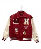 MIUI-T×HOMEMADEフメイ×）の古着「スタジャン MIUI-T HOMEMADE レッド×ホワイト」｜レッド×ホワイト