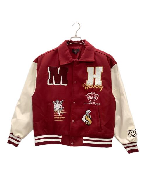 MIUI-T（フメイ）MIUI-T (フメイ) HOMEMADE スタジャン MIUI-T HOMEMADE レッド×ホワイト レッド×ホワイト サイズ:SIZE Lの古着・服飾アイテム