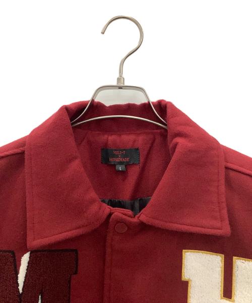 MIUI-T（フメイ）MIUI-T (フメイ) HOMEMADE スタジャン MIUI-T HOMEMADE レッド×ホワイト レッド×ホワイト サイズ:SIZE Lの古着・服飾アイテム