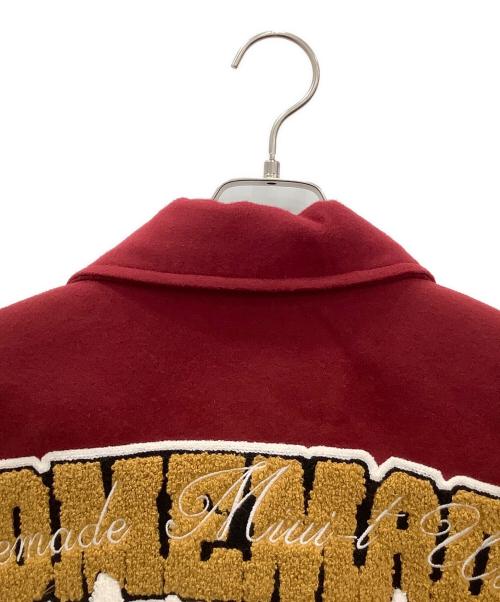 MIUI-T（フメイ）MIUI-T (フメイ) HOMEMADE スタジャン MIUI-T HOMEMADE レッド×ホワイト レッド×ホワイト サイズ:SIZE Lの古着・服飾アイテム