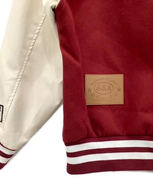 MIUI-T（フメイ）MIUI-T (フメイ) HOMEMADE スタジャン MIUI-T HOMEMADE レッド×ホワイト レッド×ホワイト サイズ:SIZE Lの古着・服飾アイテム