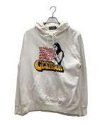 Hysteric Glamourヒステリックグラマー）の古着「プルオーバーパーカー Hysteric Glamour ホワイト 袖口毛玉有 SMOKING GIRL パーカー」｜ホワイト
