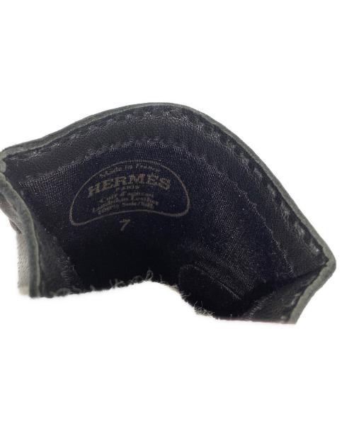 HERMES（エルメス）HERMES (エルメス) レザーグローブHERMESラムスキン ブラック ブラック サイズ:7（19cm）の古着・服飾アイテム