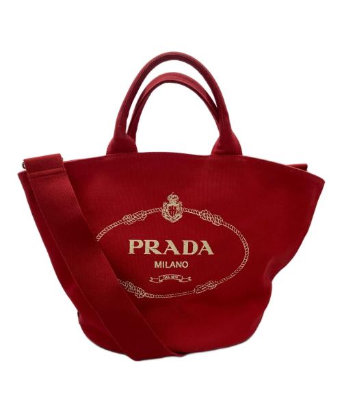PRADA（プラダ）PRADA (プラダ) 2WAYトートバッグ レッドの古着・服飾アイテム