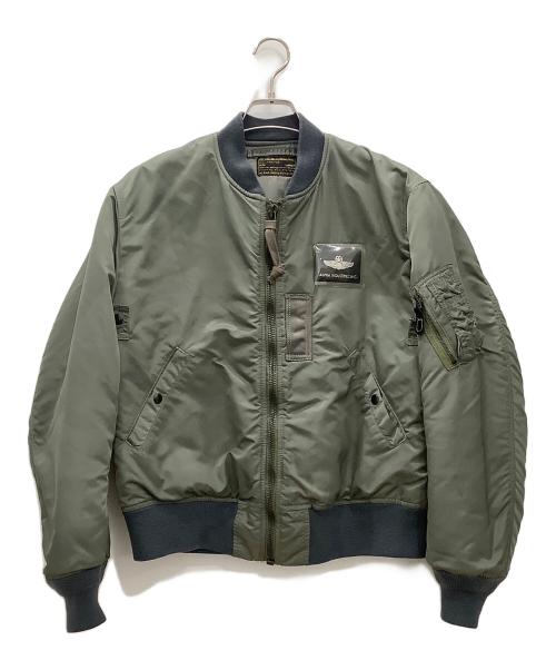 ALPHA（アルファ）ALPHA (アルファ) MA-1ジャケット ALPHA セージグリーン リブに小穴有 セージグリーン サイズ:SIZE Lの古着・服飾アイテム