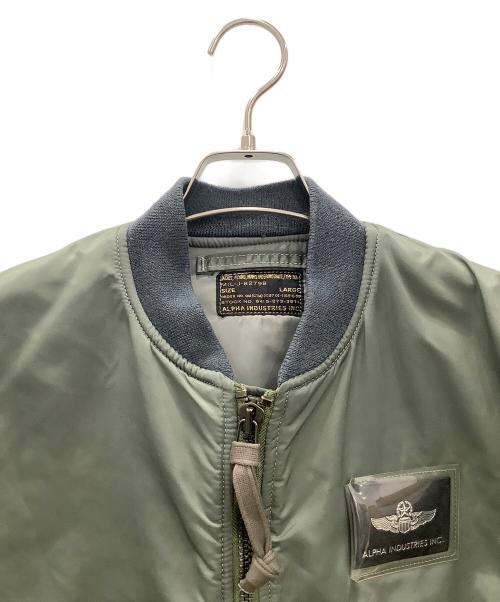 ALPHA（アルファ）ALPHA (アルファ) MA-1ジャケット ALPHA セージグリーン リブに小穴有 セージグリーン サイズ:SIZE Lの古着・服飾アイテム