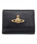 Vivienne Westwoodヴィヴィアンウエストウッド）の古着「3つ折り財布Vivienne Westwoodブラック金具キズ、角スレ有」｜ブラック
