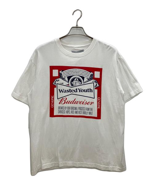 WASTED YOUTH（ウェイステッドユース）WASTED YOUTH (ウェイステッドユース) BUDWEISER (バドワイザー) 半袖カットソー ホワイト サイズ:XLの古着・服飾アイテム