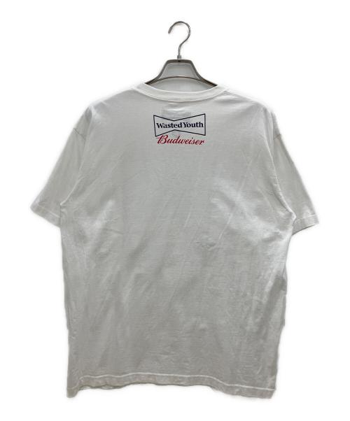 WASTED YOUTH（ウェイステッドユース）WASTED YOUTH (ウェイステッドユース) BUDWEISER (バドワイザー) 半袖カットソー ホワイト サイズ:XLの古着・服飾アイテム