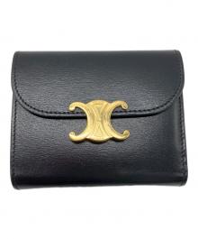 CELINE（セリーヌ）の古着「トリオンフ スモールフラップウォレット」｜ブラック