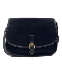 POLPETTA（ポルペッタ）の古着「ショルダーバッグ　POLPETTA　オイルドスエード ショルダー バッグ　ブラック」｜ブラック