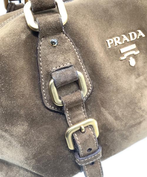 PRADA（プラダ）PRADA (プラダ) ハンドバッグ　スウェード ブラウンの古着・服飾アイテム