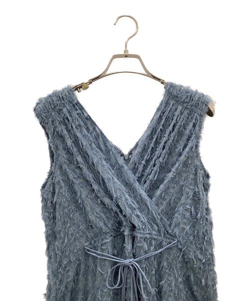 FRAY ID（フレイ アイディー）FRAY ID (フレイ アイディー) フリンジジャガードカシュクールワンピース　FRAY ID ブルー サイズ:SIZE 0の古着・服飾アイテム