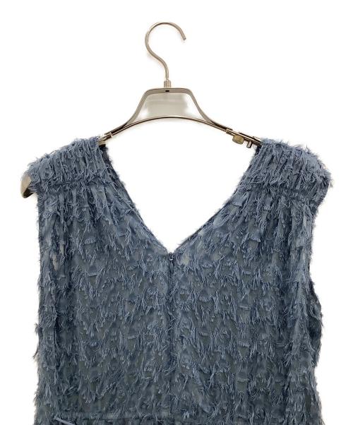 FRAY ID（フレイ アイディー）FRAY ID (フレイ アイディー) フリンジジャガードカシュクールワンピース　FRAY ID ブルー サイズ:SIZE 0の古着・服飾アイテム