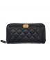CHANEL（シャネル）の古着「ラウンドファスナー財布　CHANEL　ボーイシャネル　キャビアスキン」｜ブラック
