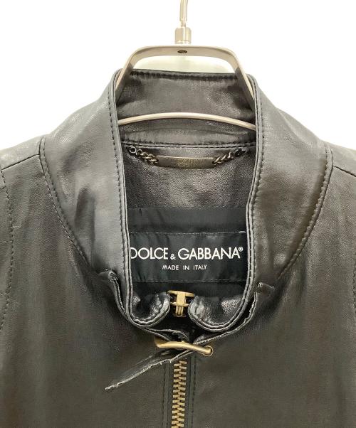 DOLCE & GABBANA（ドルチェ＆ガッバーナ）DOLCE & GABBANA (ドルチェ＆ガッバーナ) ラムレザージャケット　メンズ　ブラック ブラック サイズ:SIZE 48の古着・服飾アイテム
